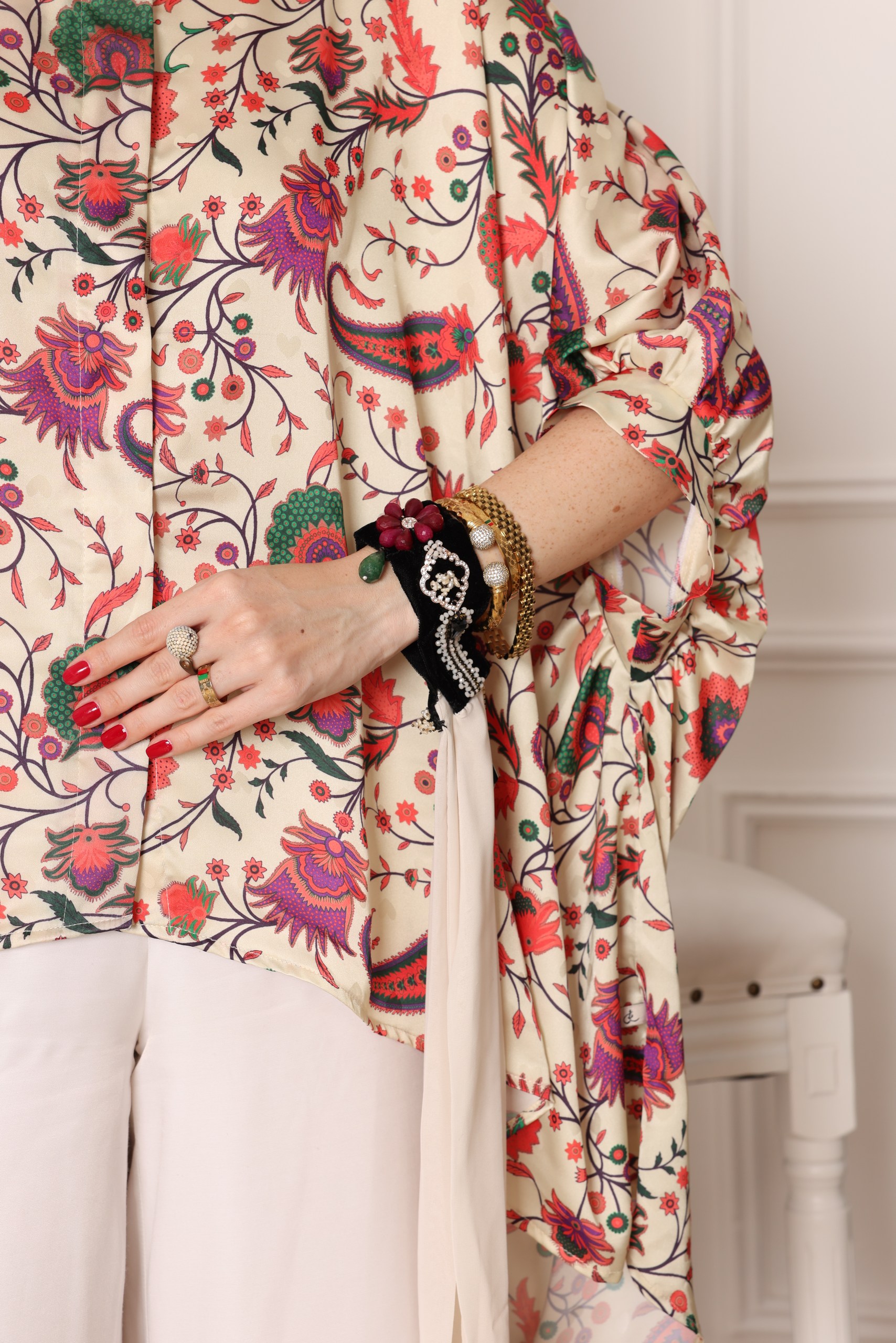 Vintage Garden Printed Silk Top