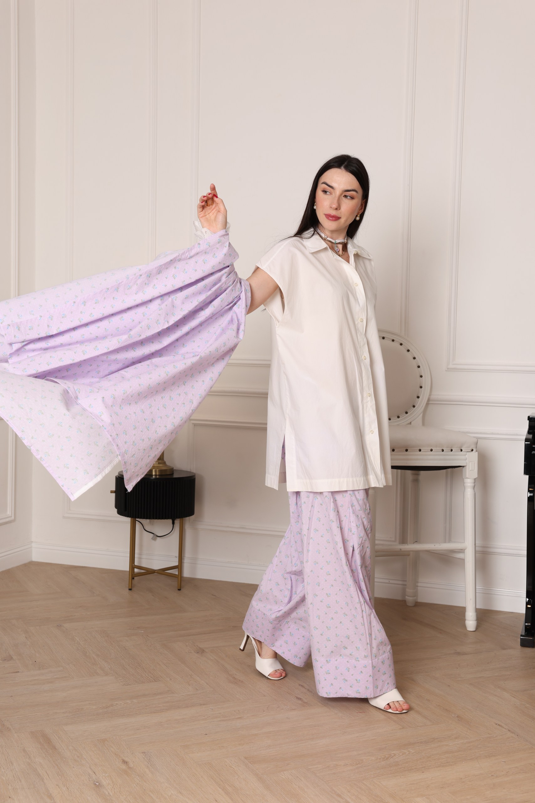 Lilac Blossom Three-piece Cotton Suit