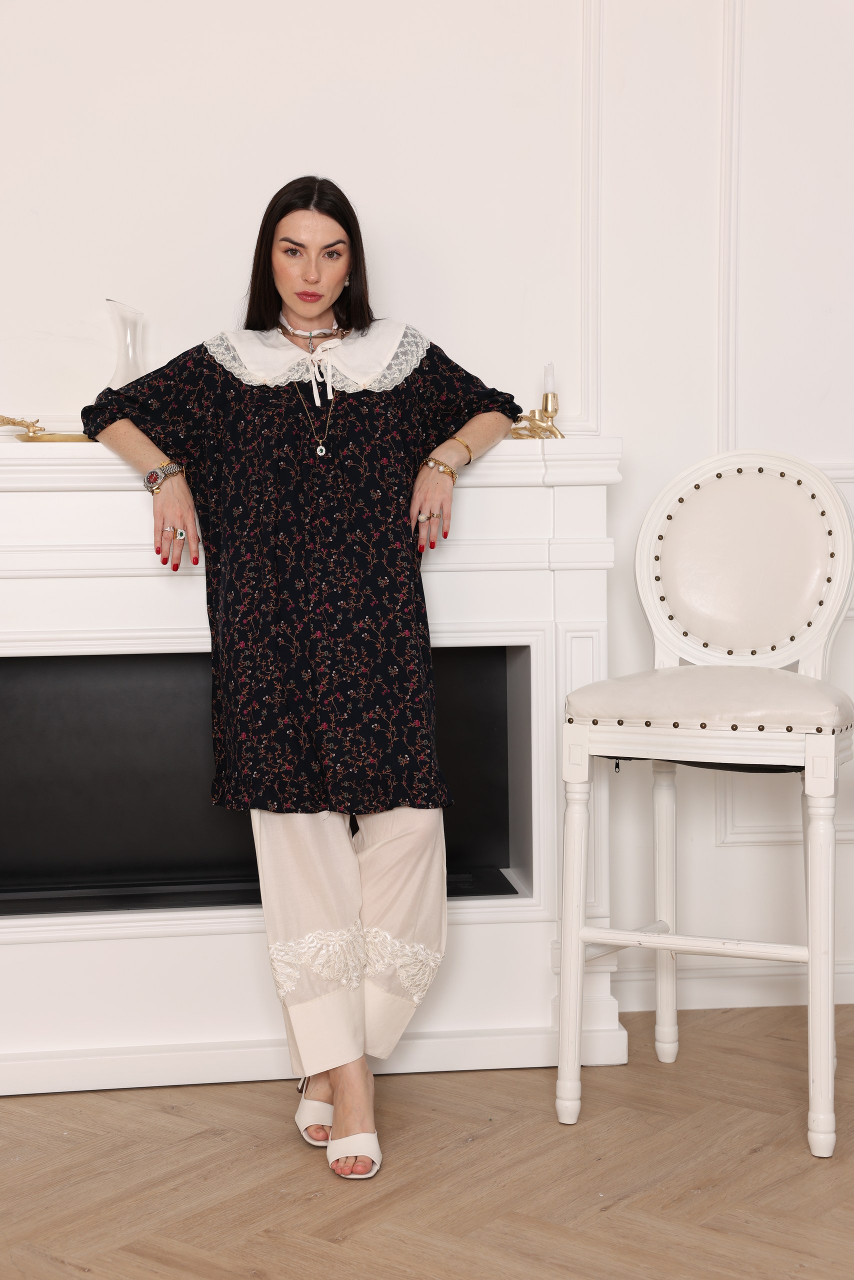 Midnight Bloom Collar Shirt