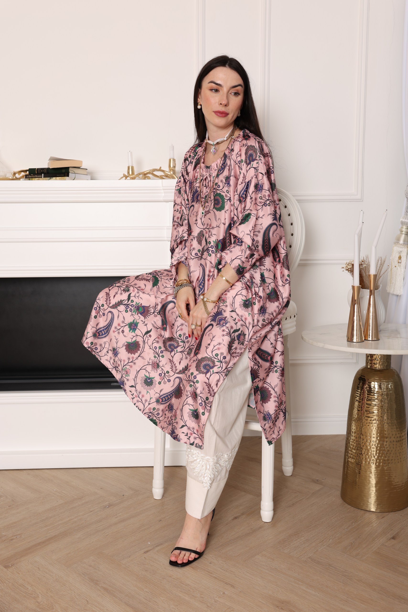Blossom Paisley Satin Kurta