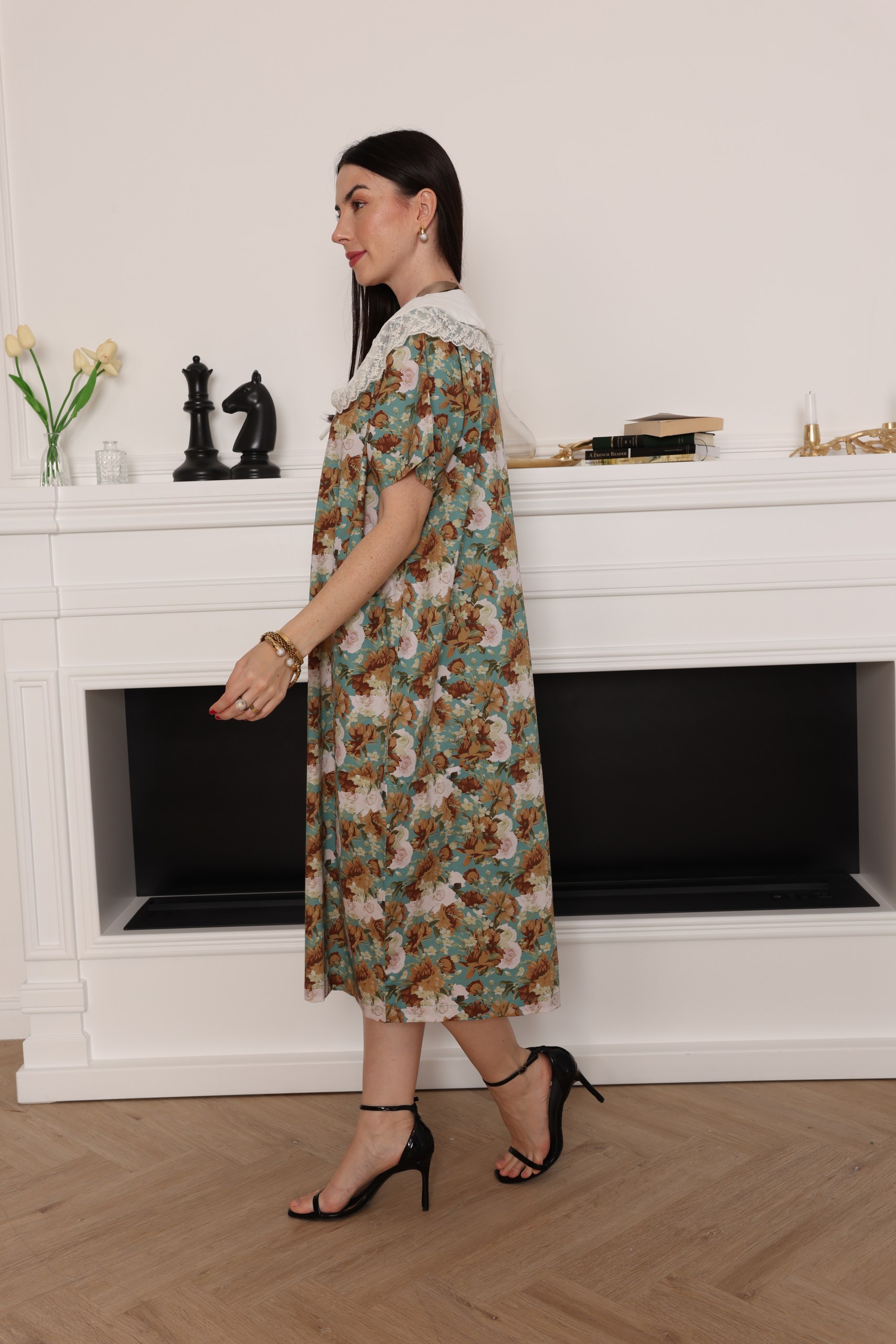 Vintage Bloom Midi Dress