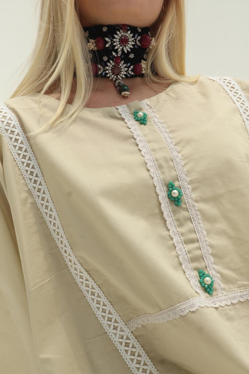 Sahara Beige Lace Kurta