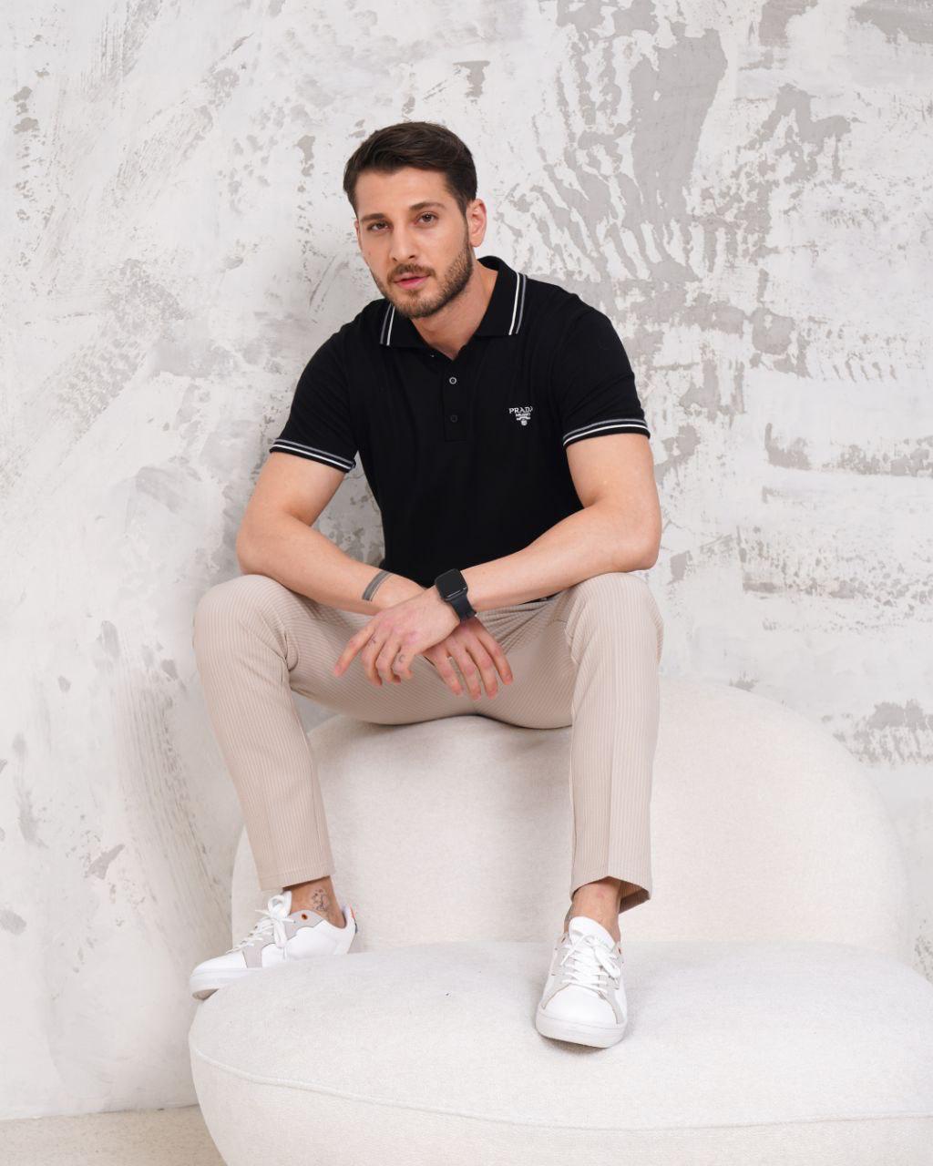 Beige Textured Slim-fit Drawstring Trouser