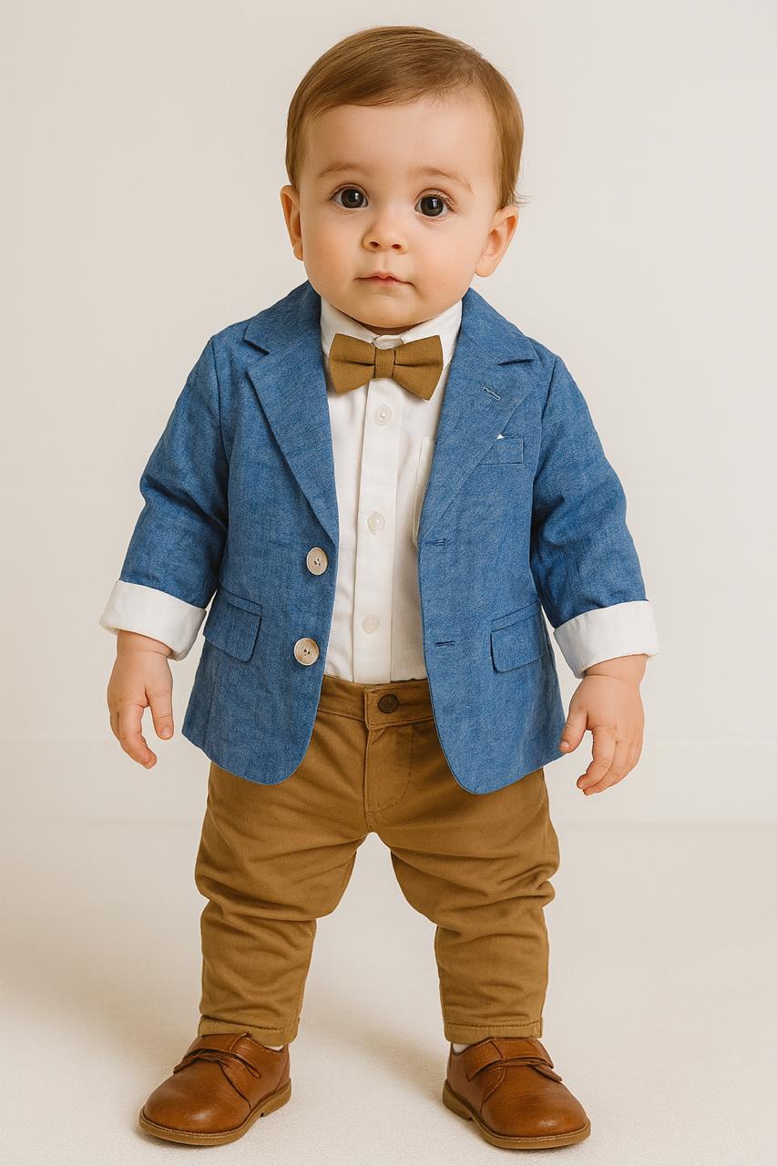 Little Gentleman 3-piece Suit Set – Blazer, Shirt & Bow Tie