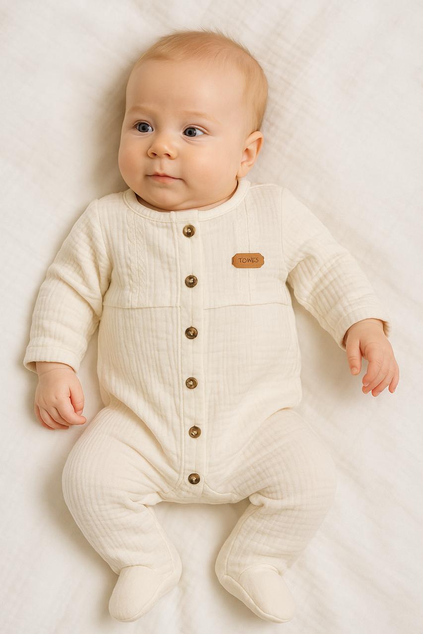 Cozy Baby Muslin Button-up Romper With Footies