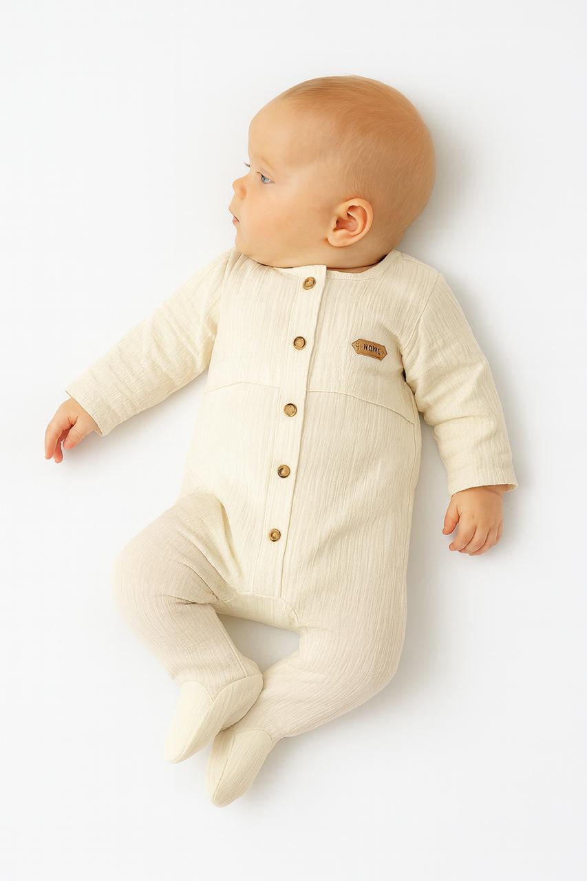 Cozy Baby Muslin Button-up Romper With Footies