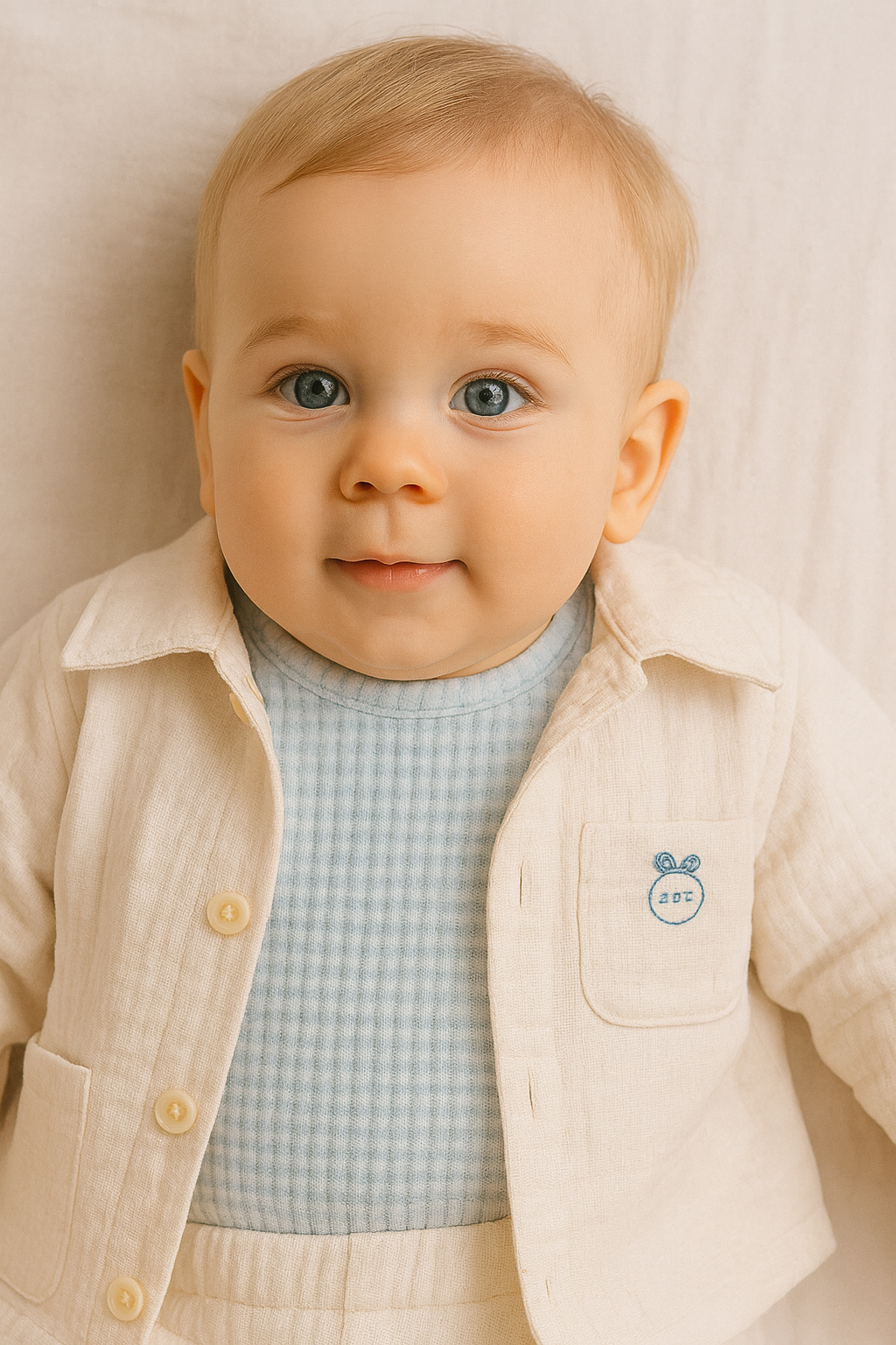 Baby Boy 3-piece Muslin Outfit – Shirt, Trousers & Inner Tee