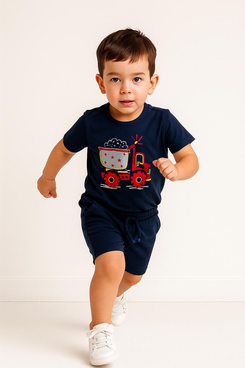 Boys’ 2-piece Casual Summer Set – Printed T-shirt & Shorts