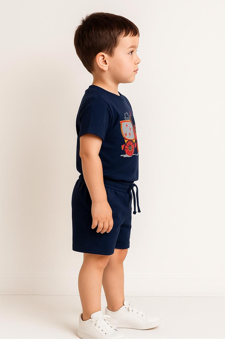 Boys’ 2-piece Casual Summer Set – Printed T-shirt & Shorts