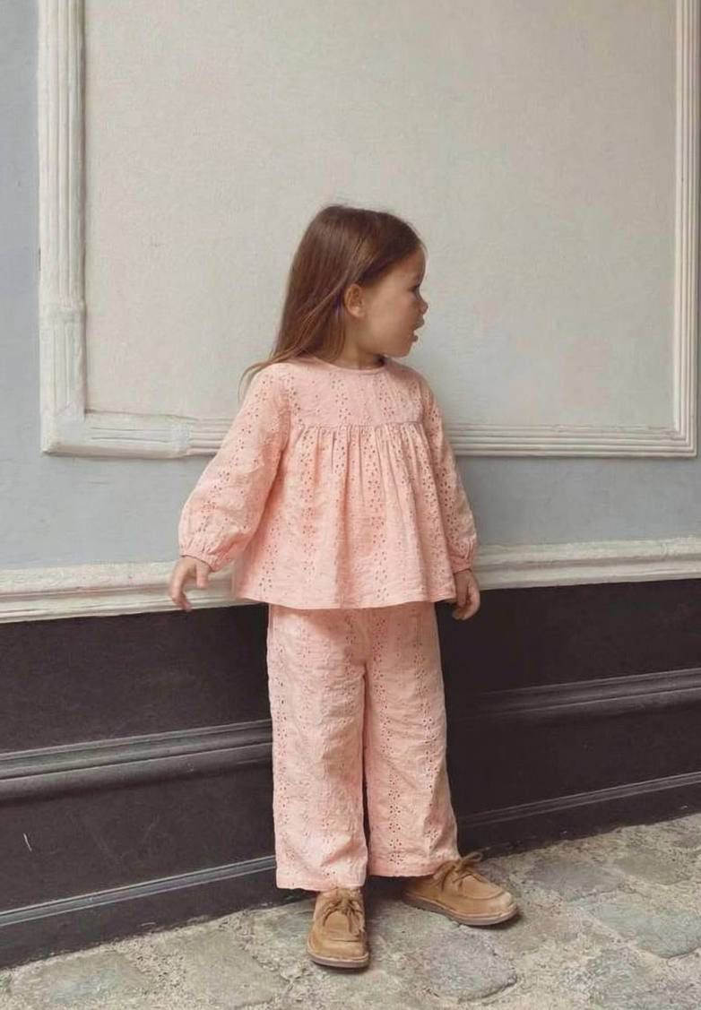 Peach Blossom Eyelet 2-piece Girls Set