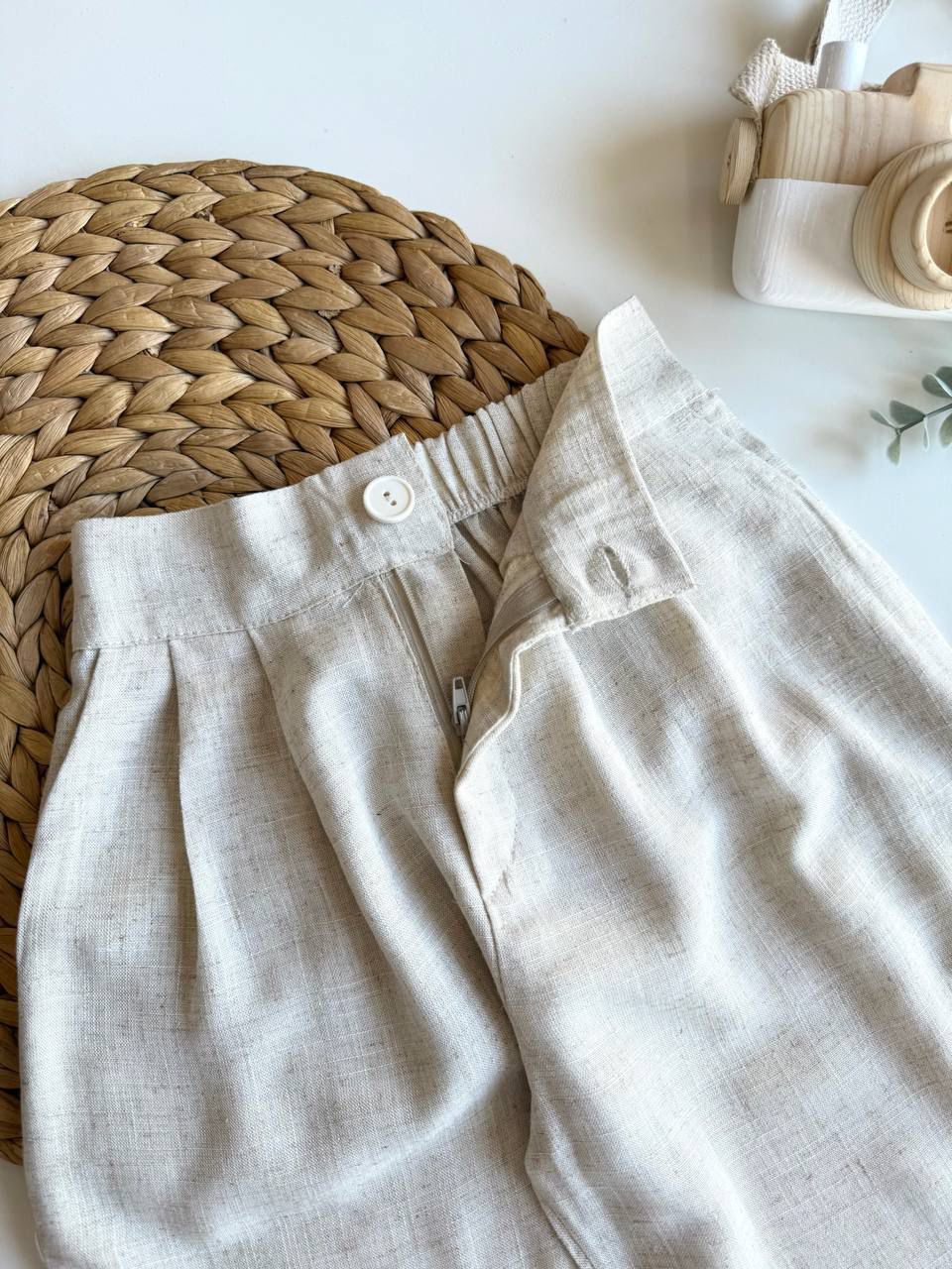 Minimalist Beige Linen Co-ord Set For Boys