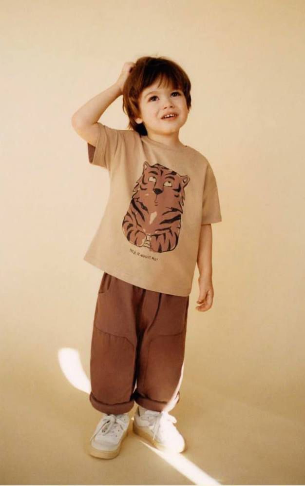 Tiger Print T-shirt & Relaxed Fit Pants Set