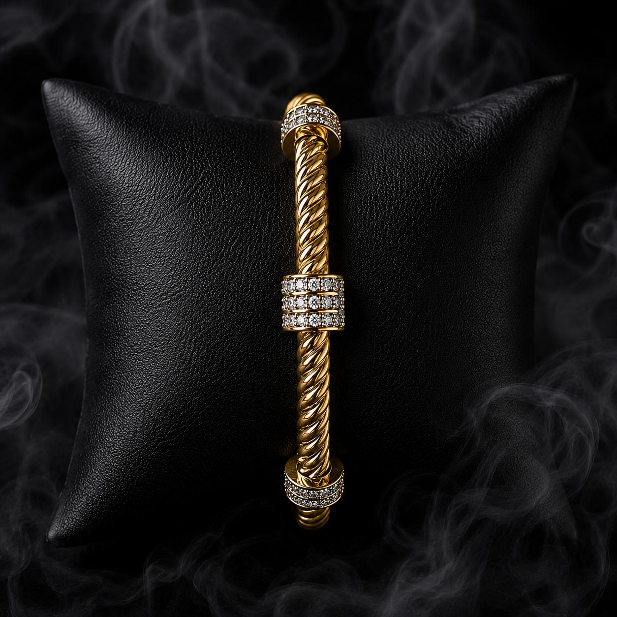 Radiant Twist Gold-plated Crystal Cuff Bangle