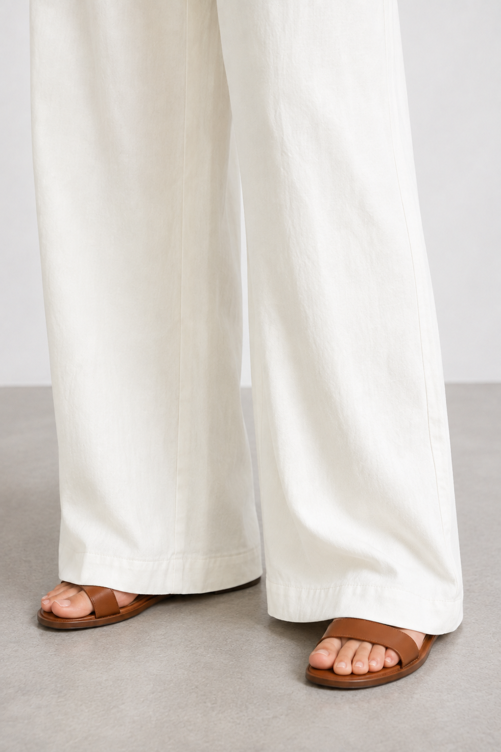 Ivory Cotton-linen Wide-leg Trouser
