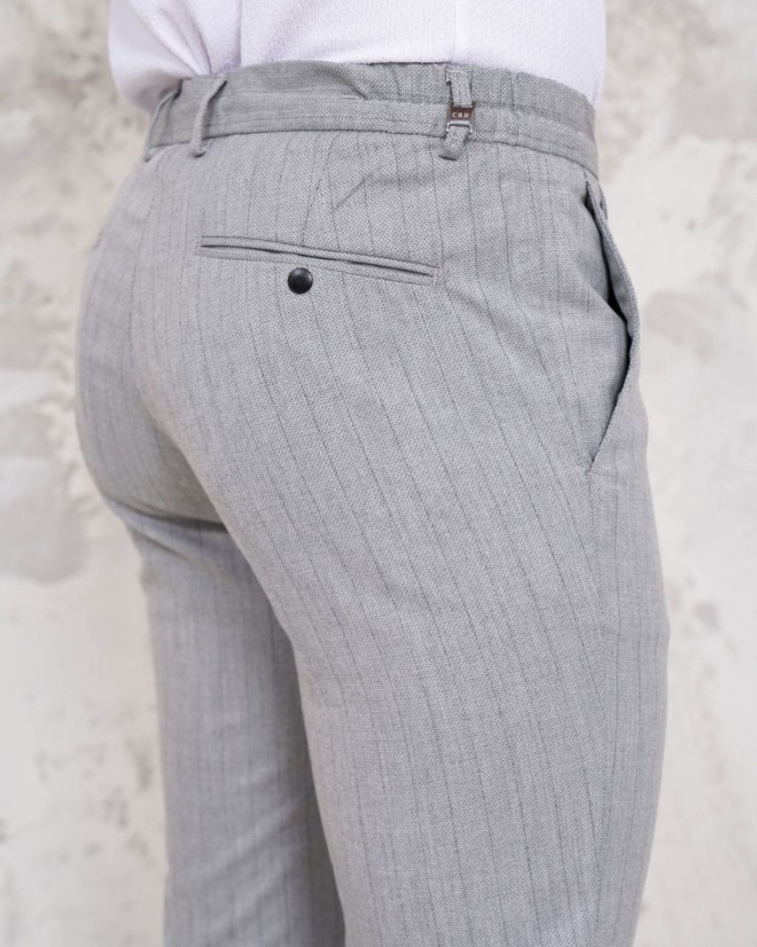 Light Grey Slim-Fit Drawstring Trouser