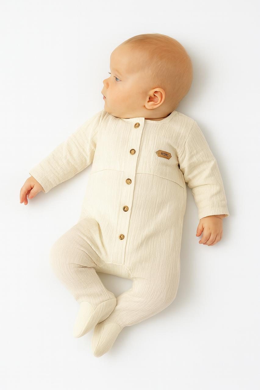 Cozy Baby Muslin Button-Up Romper with Footies