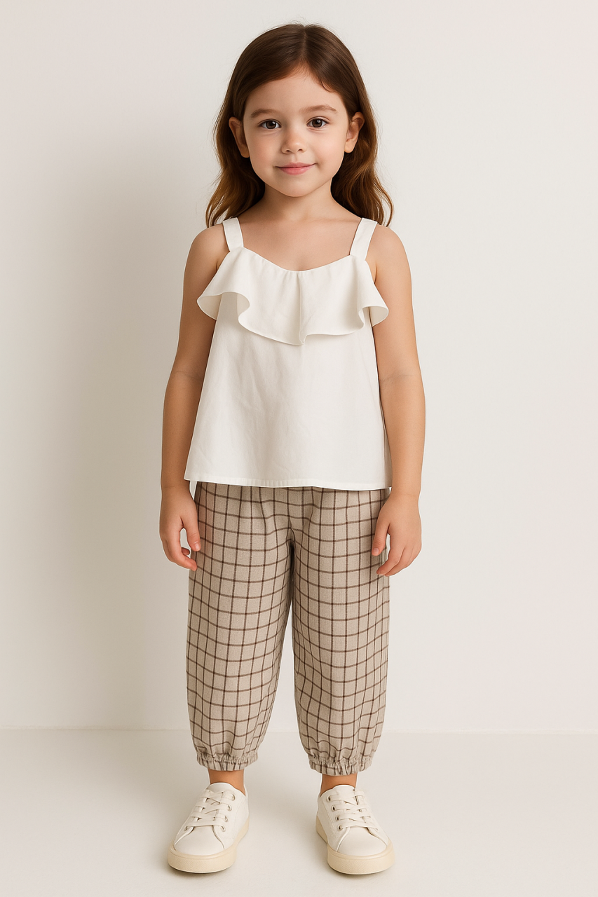Cozy Checkered Elastic Waist Trouser