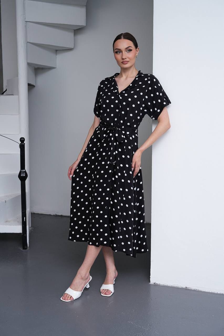 Mocha Polka Charm Midi Dress
