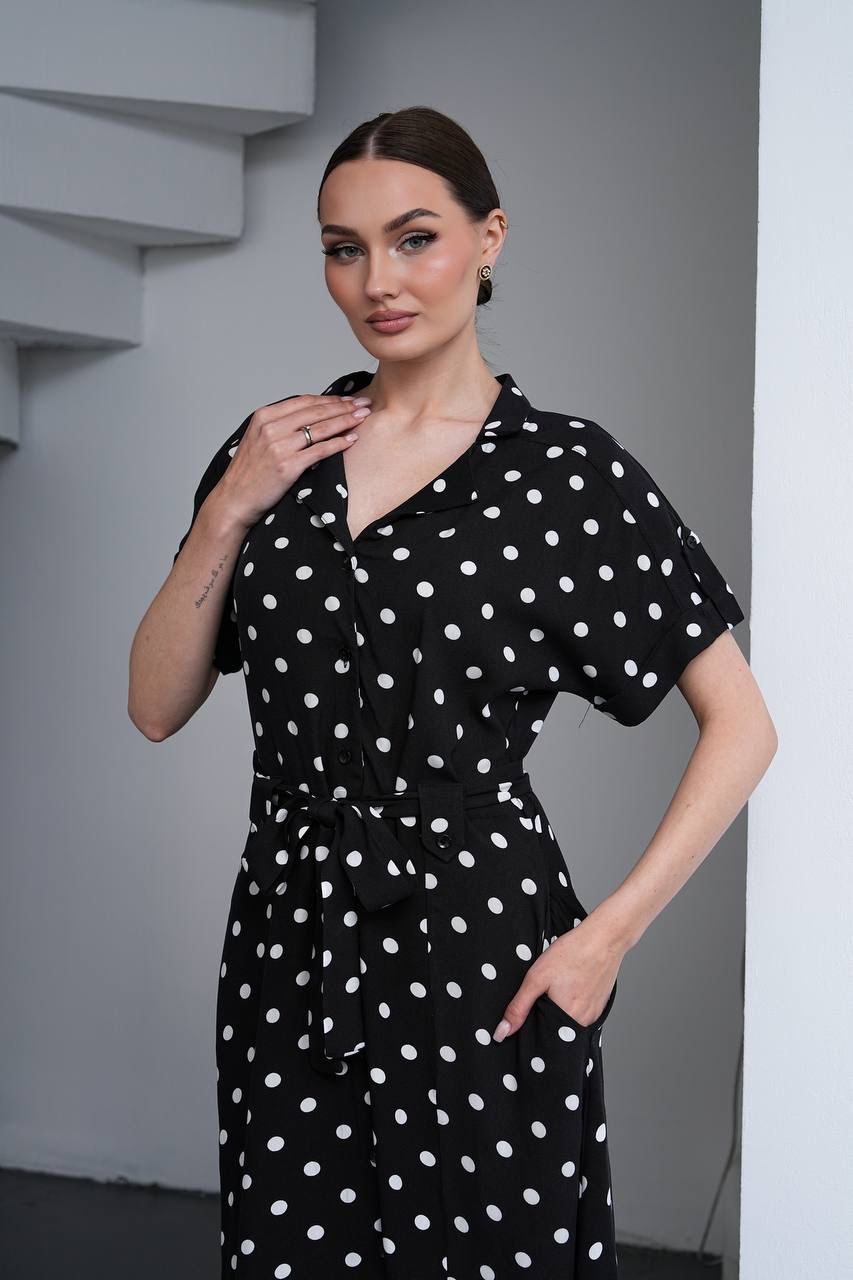 Mocha Polka Charm Midi Dress
