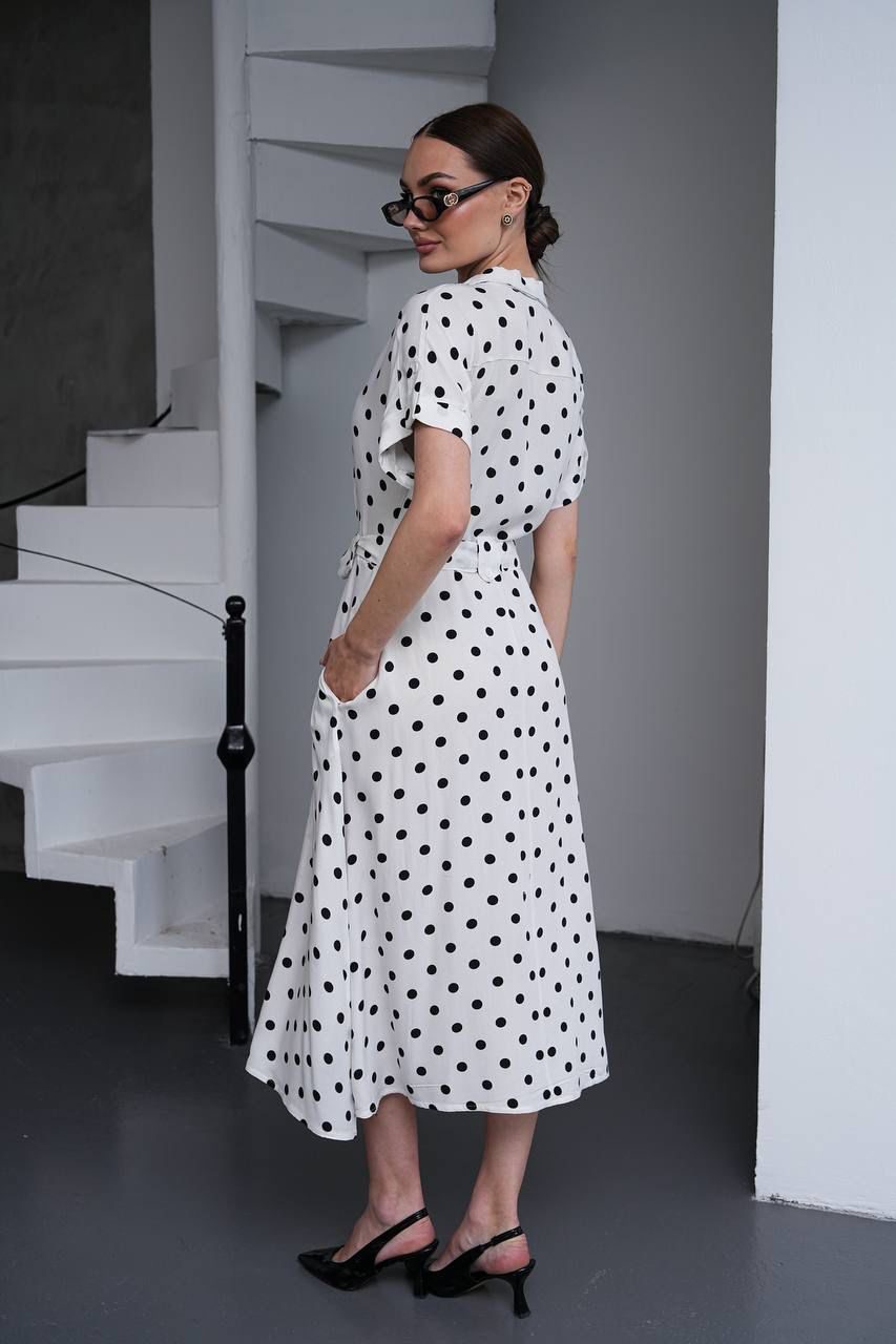 Monochrome Polka Grace Midi Dress