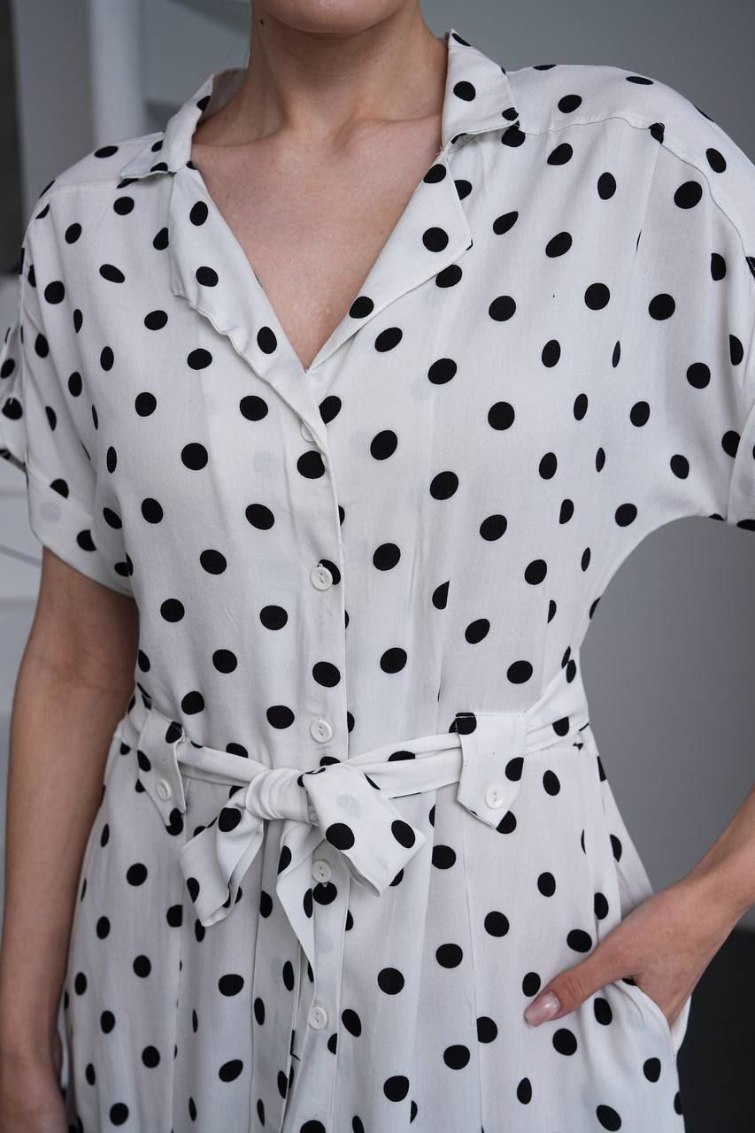 Monochrome Polka Grace Midi Dress