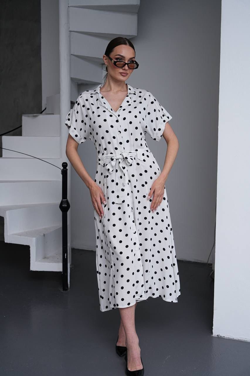 Monochrome Polka Grace Midi Dress