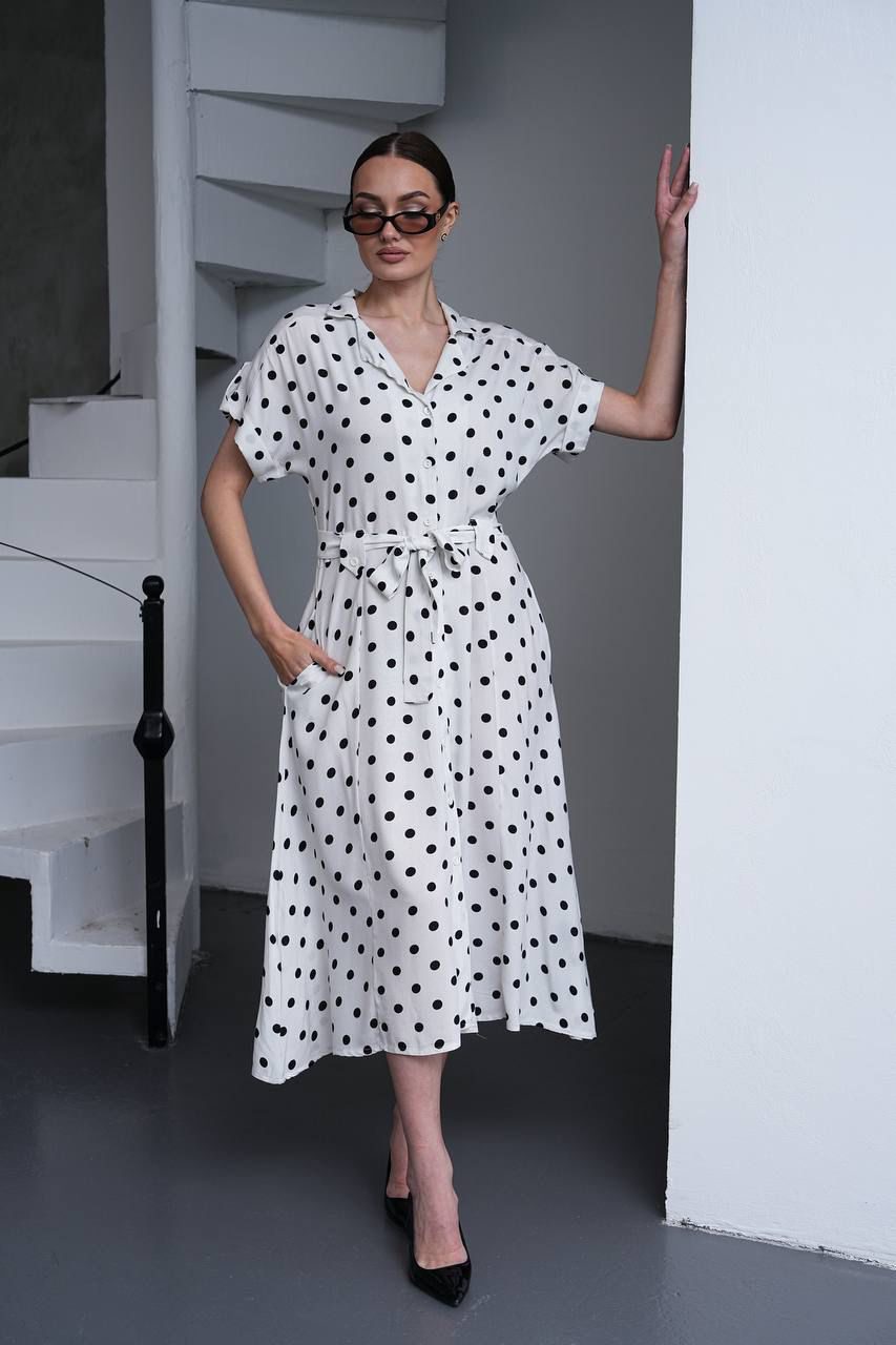 Monochrome Polka Grace Midi Dress