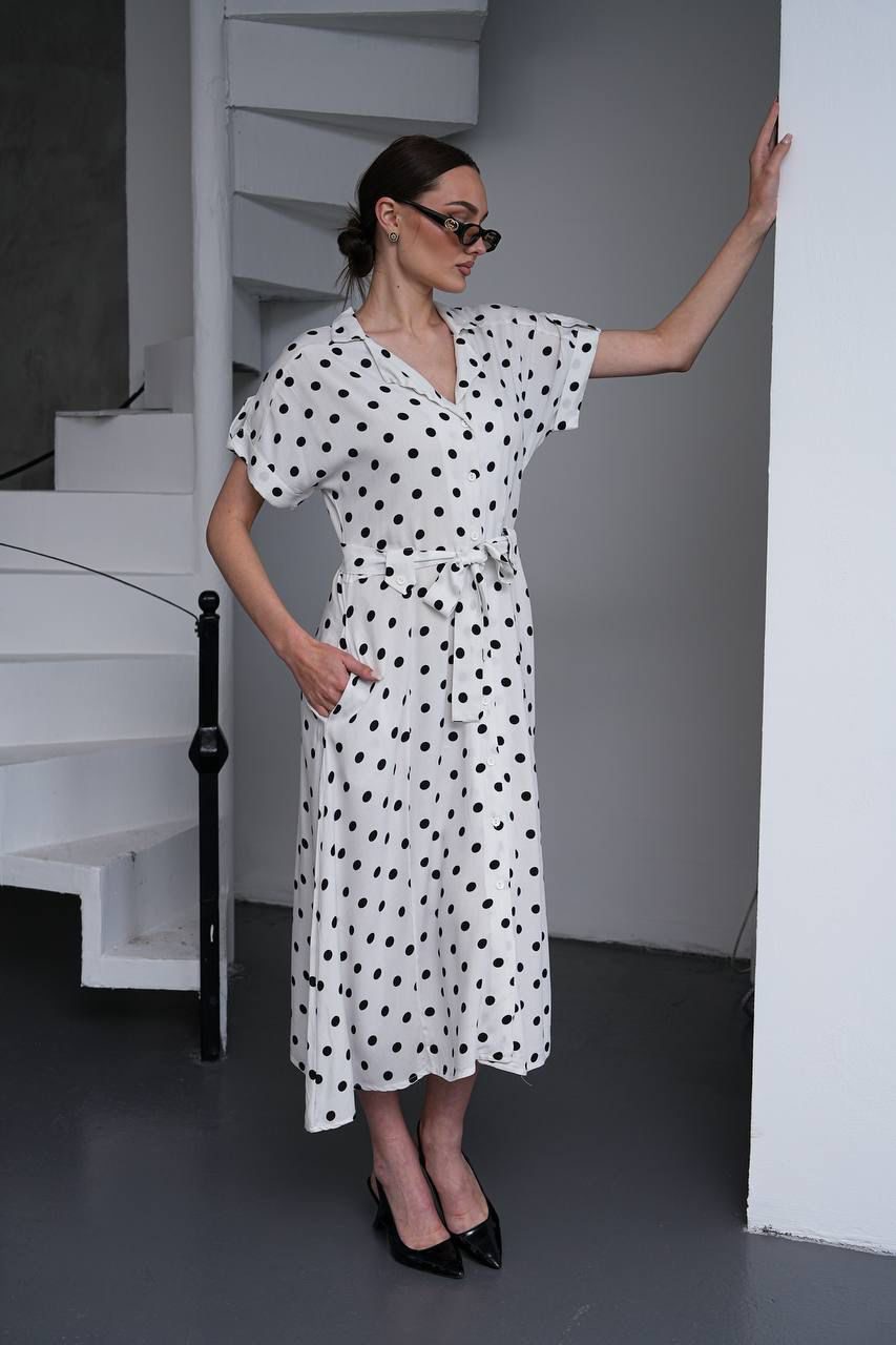 Monochrome Polka Grace Midi Dress