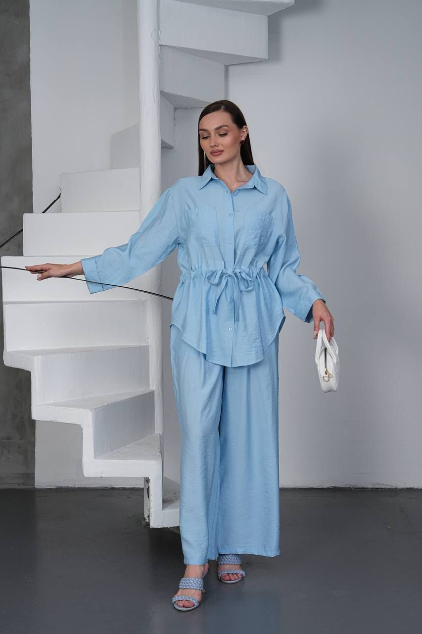 Sky Blue Belted Co-Ord Set
