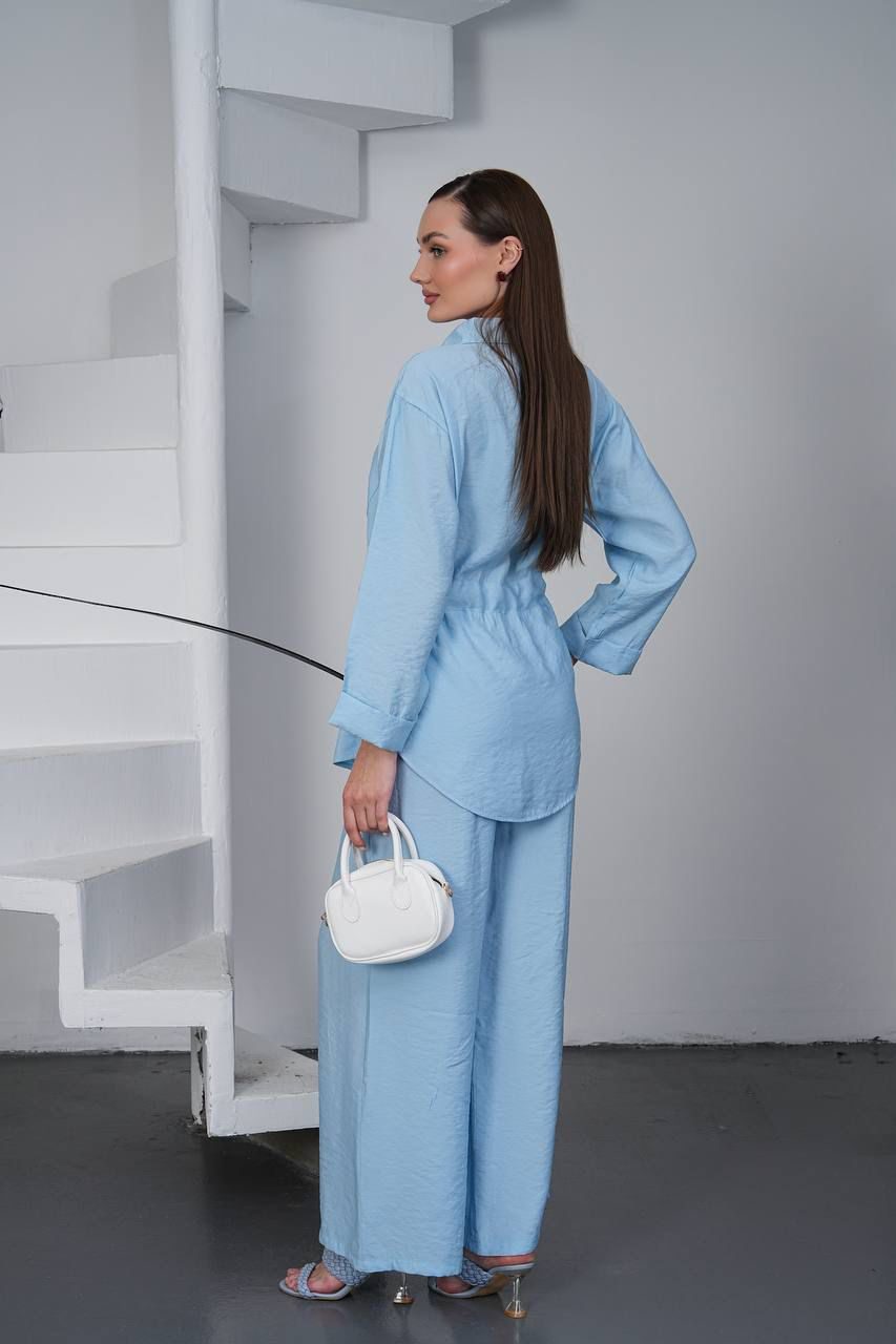 Sky Blue Belted Co-Ord Set