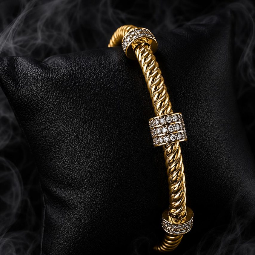 Radiant Twist Gold-Plated Crystal Cuff Bangle