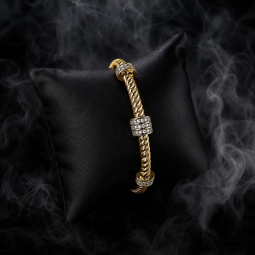 Radiant Twist Gold-Plated Crystal Cuff Bangle
