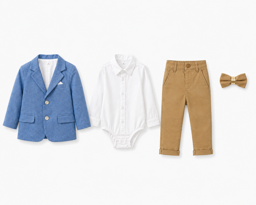 Little Gentleman Blue 4-Piece Suit Set